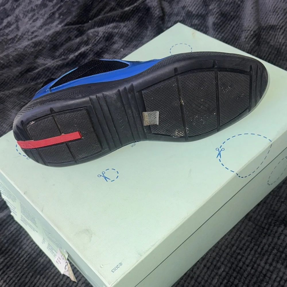Prada Men's Vibrant Blue and Black Sneakers - Picture 2 of 3